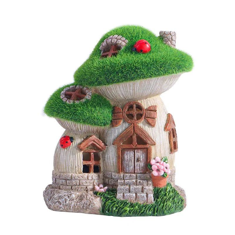 MUSHLORA – Solar Mushroom House Sculpture for Magical Garden Decoration
