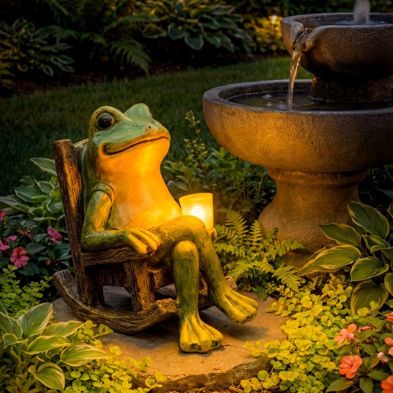 LEUCHTFROSCH – Solar garden figure with automatic light for atmospheric outdoor lighting