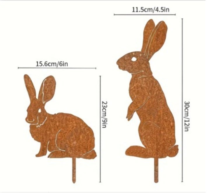 SPRINGBUN – Rustic garden stake made of metal in rabbit shape for rural garden decoration