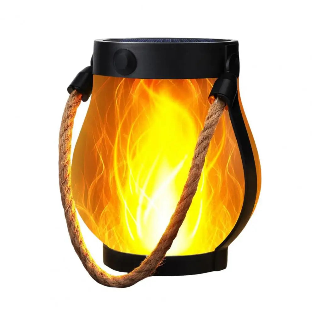Lanterne solaire d'extérieur à flamme vacillante et modes de lumière stable, double charge