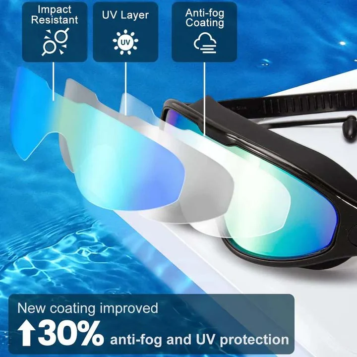 Lunettes de natation grand angle à effet antibuée
