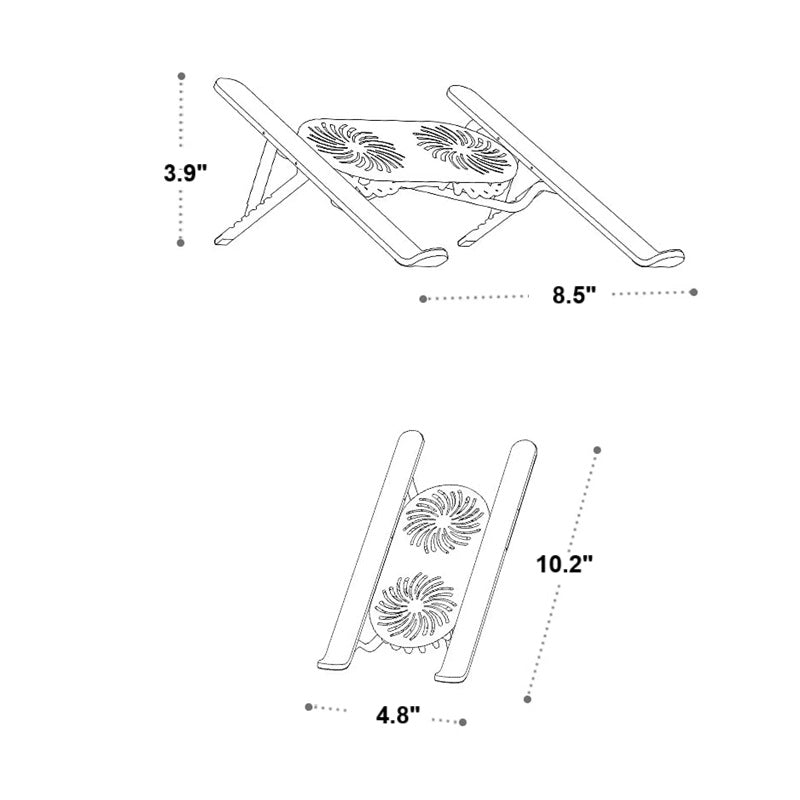 Support d'ordinateur portable pliable avec ventilateurs rotatifs à 360° et hauteur réglable