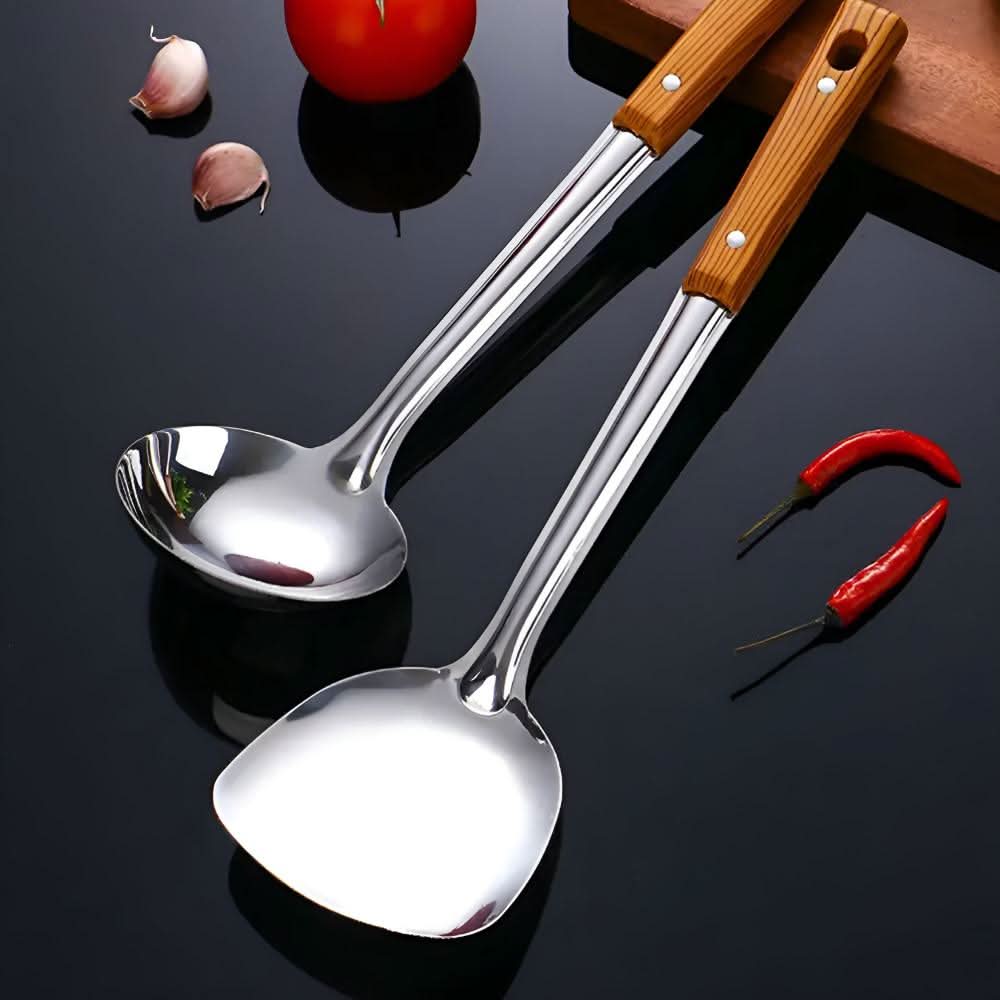LUXURY STAINLESS STEEL - Elegant Stainless Steel Kitchen Utensil Set for Stylish and Precise Cooking