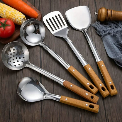 LUXURY STAINLESS STEEL - Elegant Stainless Steel Kitchen Utensil Set for Stylish and Precise Cooking