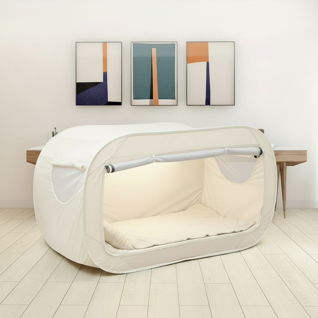 Lit-tente pliable à fermeture éclair intégrale et ventilation en maille, déperlant