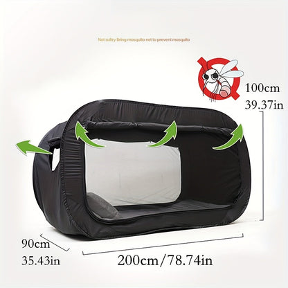 Lit-tente pliable à fermeture éclair intégrale et ventilation en maille, déperlant