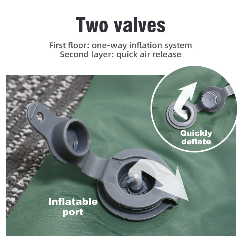 Matelas pneumatique autogonflant, lit de camping double avec oreillers intégrés