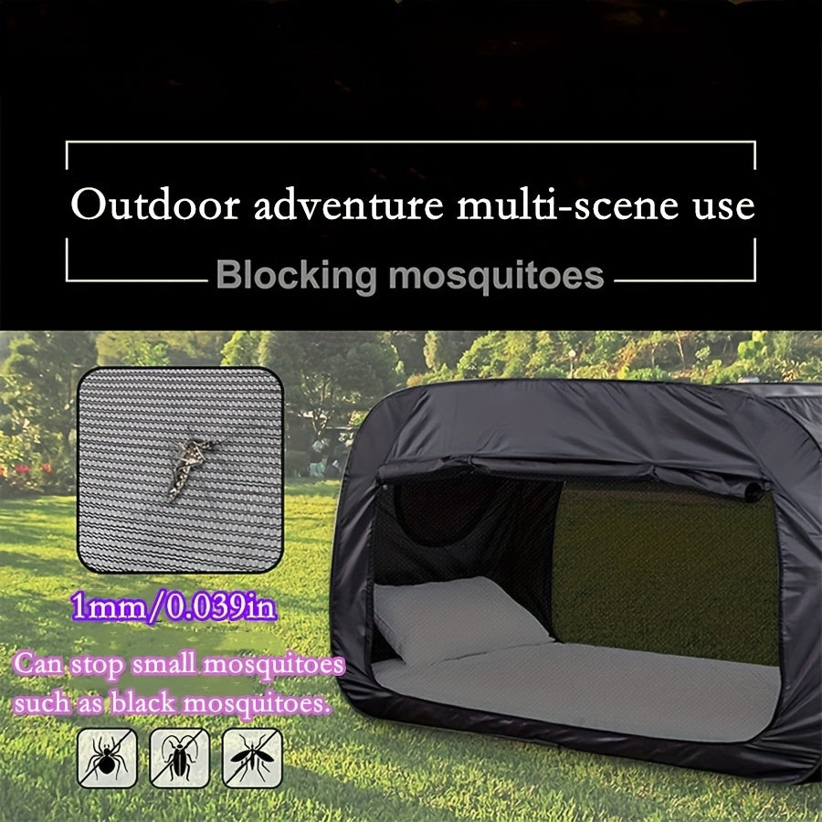 Lit-tente pliable à fermeture éclair intégrale et ventilation en maille, déperlant