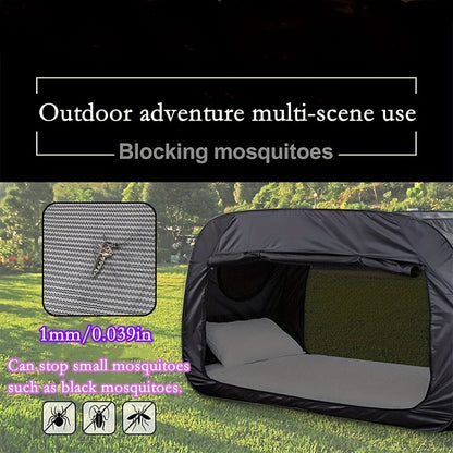 Lit-tente pliable à fermeture éclair intégrale et ventilation en maille, déperlant