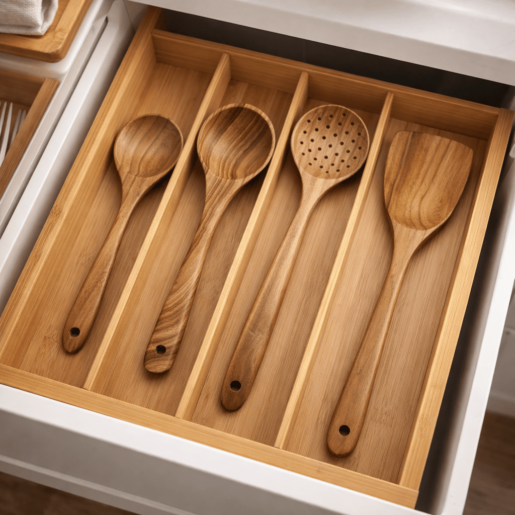 NORDICWOOD - High-Quality Wooden Kitchen Utensil Set for Stylish and Gentle Cooking