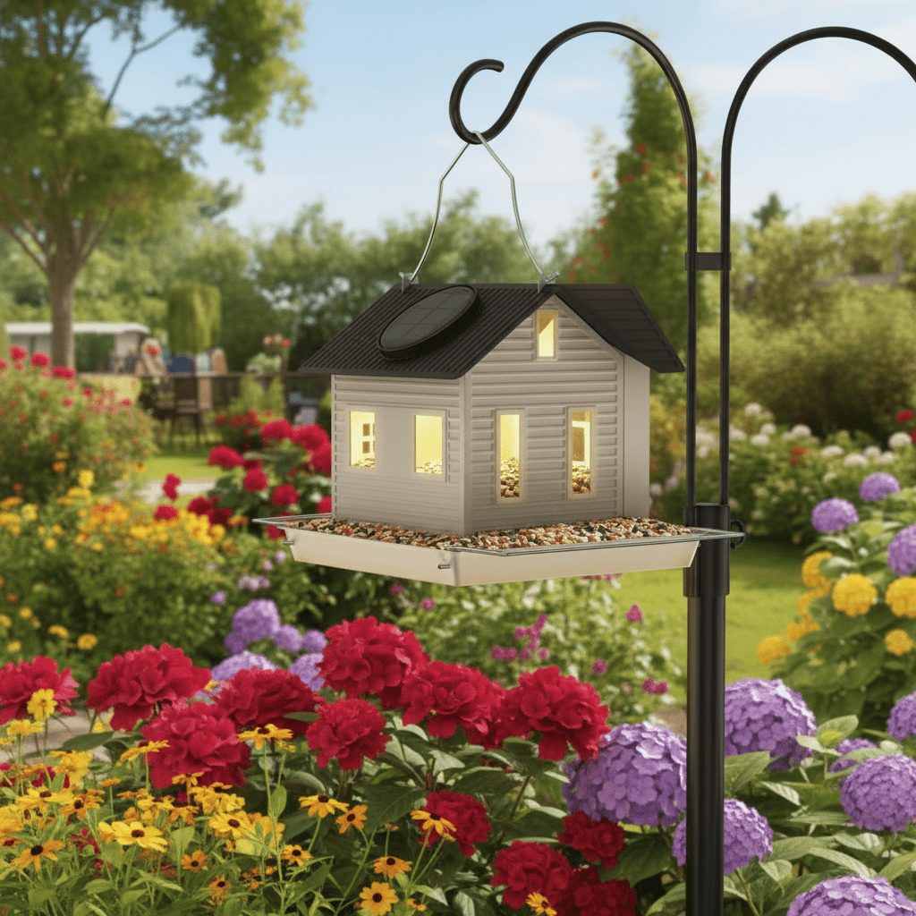 SOLARPERCH – Decorative Birdhouse with LED Light for Atmospheric Gardens