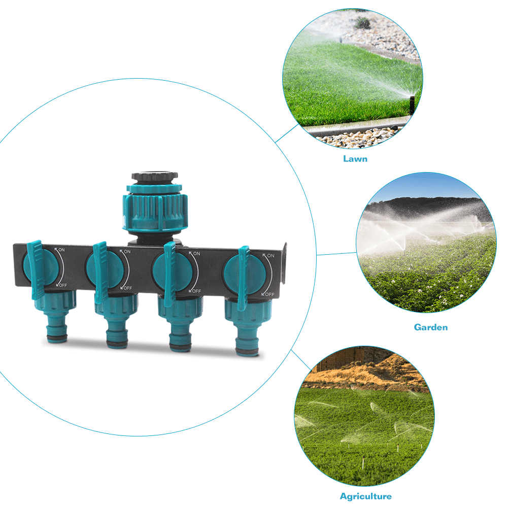 FlowMaster – 4-way garden hose splitter for flexible watering