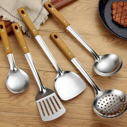 LUXURY STAINLESS STEEL - Elegant Stainless Steel Kitchen Utensil Set for Stylish and Precise Cooking