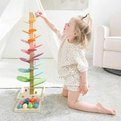 Wooden marble tower - Interactive sensory toy for children's development