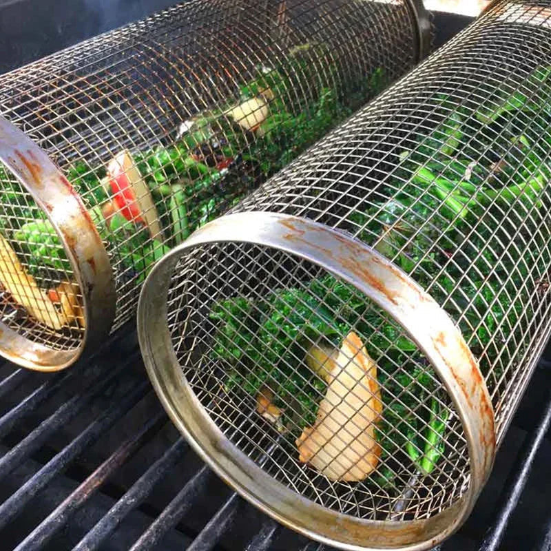 Panier de grill rotatif en acier inoxydable pour barbecue
