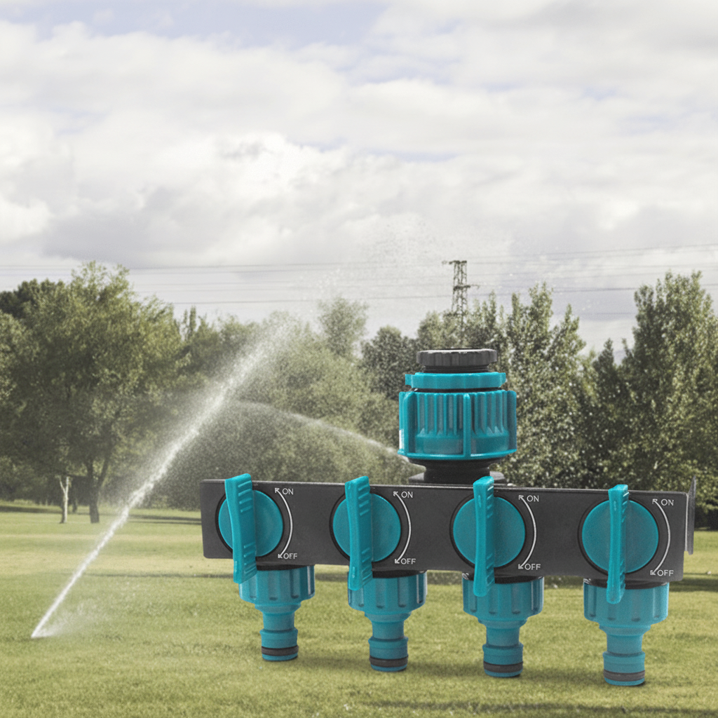 FlowMaster – 4-way garden hose splitter for flexible watering