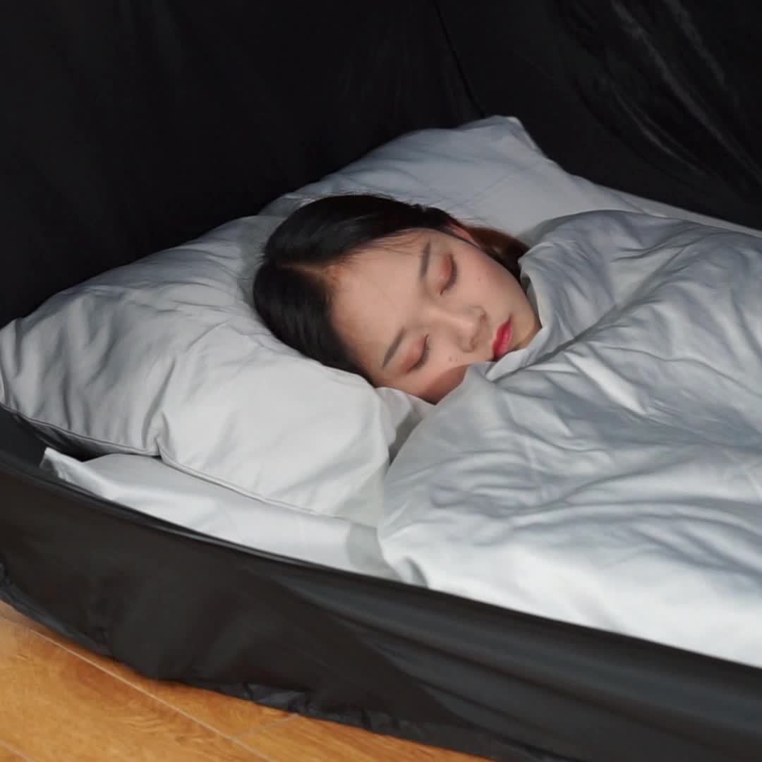 Lit-tente pliable à fermeture éclair intégrale et ventilation en maille, déperlant