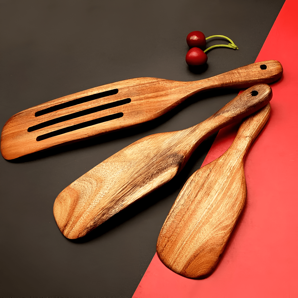 WOODEASE - Sustainable Teak Wood Kitchen Utensil Set for Durable and Gentle Cooking