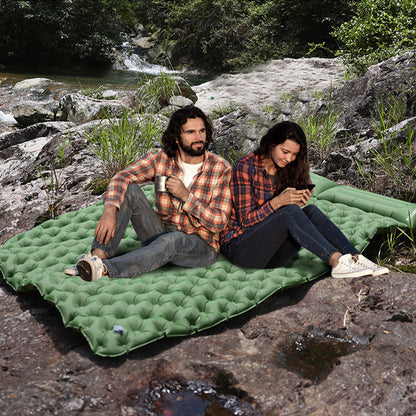 Matelas pneumatique autogonflant, lit de camping double avec oreillers intégrés