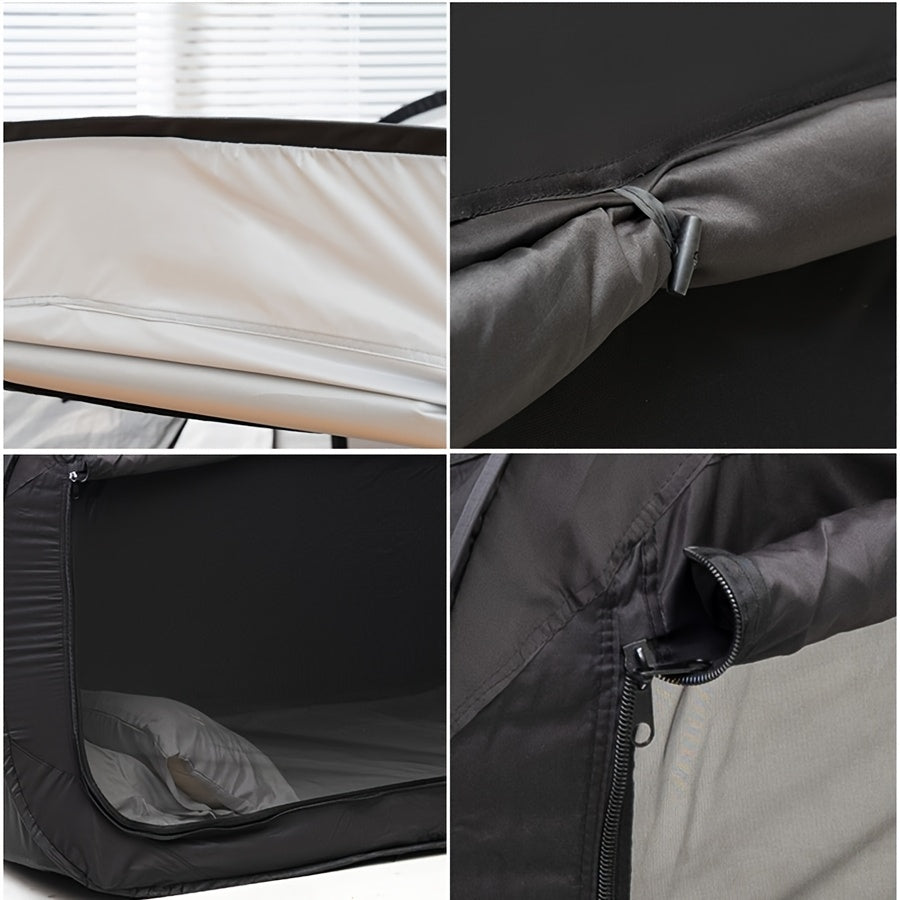 Lit-tente pliable à fermeture éclair intégrale et ventilation en maille, déperlant