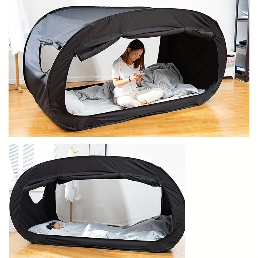 Lit-tente pliable à fermeture éclair intégrale et ventilation en maille, déperlant