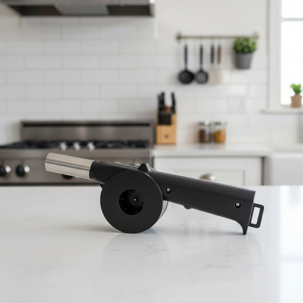 BBQ AirBlower - Hand-operated barbecue fan for effortless charcoal lighting