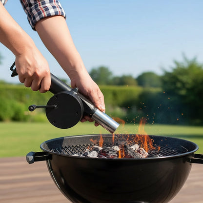 BBQ AirBlower - Hand-operated barbecue fan for effortless charcoal lighting