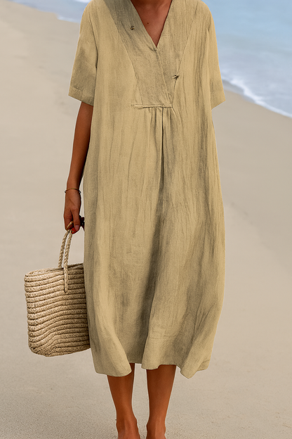 Robe de plage légère en polyester à col en V et enfilage facile
