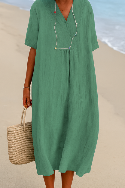 Robe de plage légère en polyester à col en V et enfilage facile