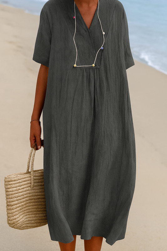 Robe de plage légère en polyester à col en V et enfilage facile