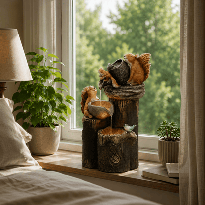 GARTENLUX – Charming Garden Figurine with Duck and Squirrel Design