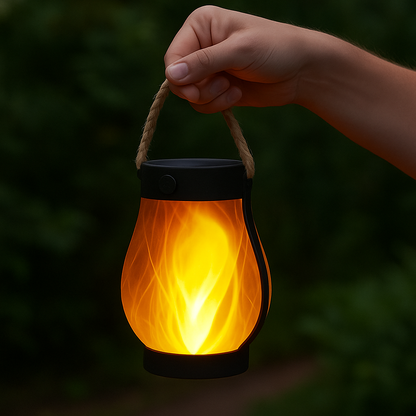 Lanterne solaire d'extérieur à flamme vacillante et modes de lumière stable, double charge