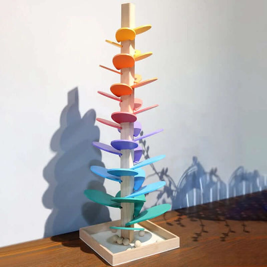 Wooden marble tower - Interactive sensory toy for children's development