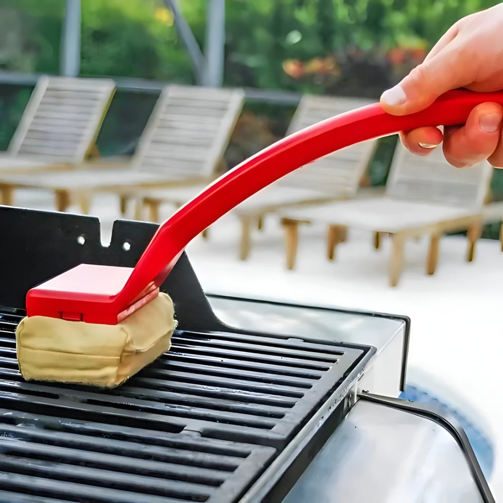FLORACLEAN - Steam Grill Cleaning Brush with Long Handle and Scratch-Free Cleaning Pad