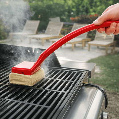FLORACLEAN - Steam Grill Cleaning Brush with Long Handle and Scratch-Free Cleaning Pad