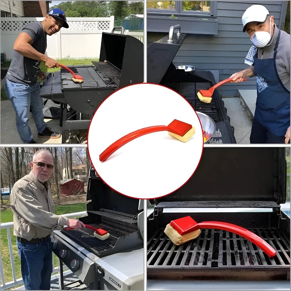 FLORACLEAN - Steam Grill Cleaning Brush with Long Handle and Scratch-Free Cleaning Pad