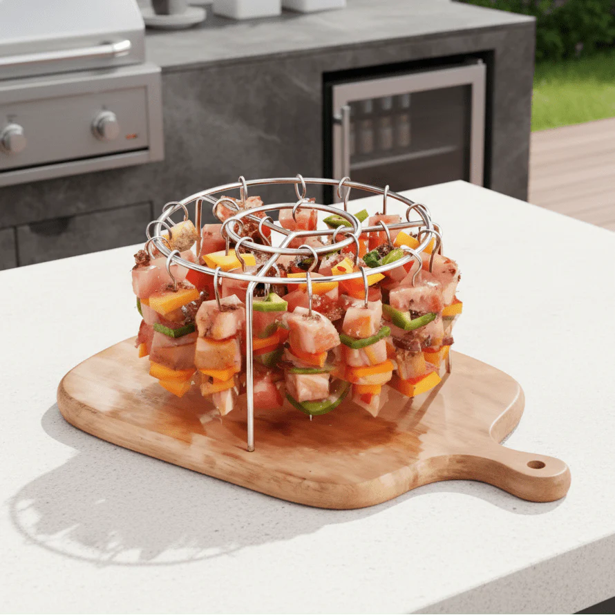 AIRSKEWER – Stainless Steel Grill for Air Fryer with Skewer Holder