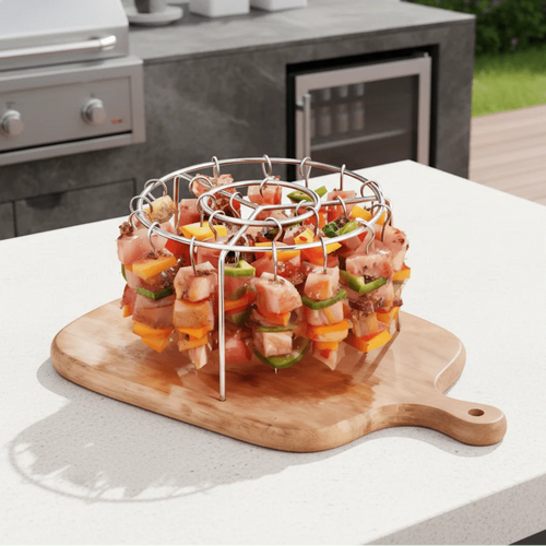 AIRSKEWER – Stainless Steel Grill for Air Fryer with Skewer Holder