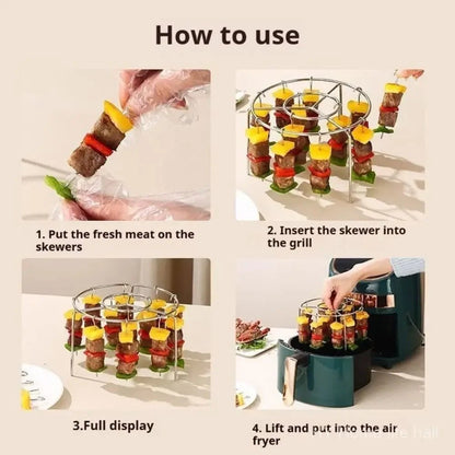 AIRSKEWER – Stainless Steel Grill for Air Fryer with Skewer Holder