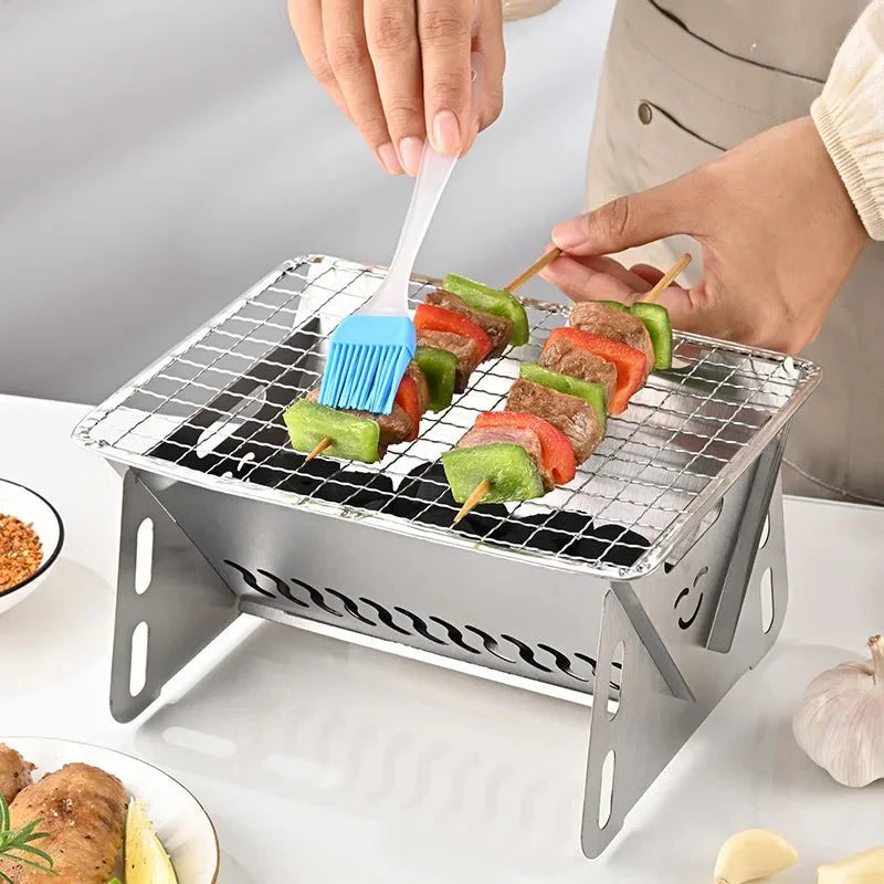 GRILLFOLD – Portable Stainless Steel Charcoal Grill for Outdoor Cooking