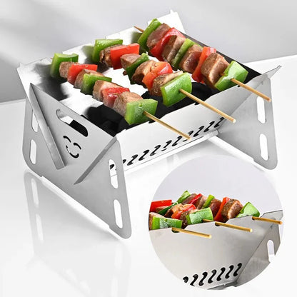 GRILLFOLD – Portable Stainless Steel Charcoal Grill for Outdoor Cooking