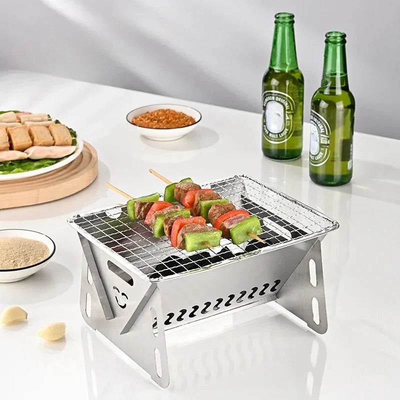 GRILLFOLD – Portable Stainless Steel Charcoal Grill for Outdoor Cooking
