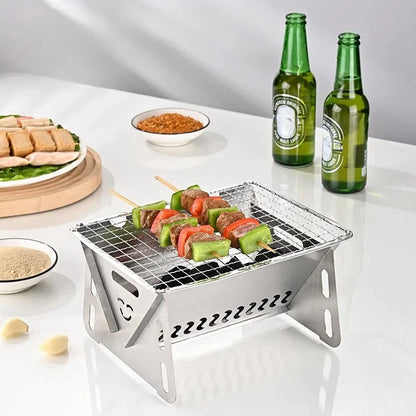 GRILLFOLD – Portable Stainless Steel Charcoal Grill for Outdoor Cooking