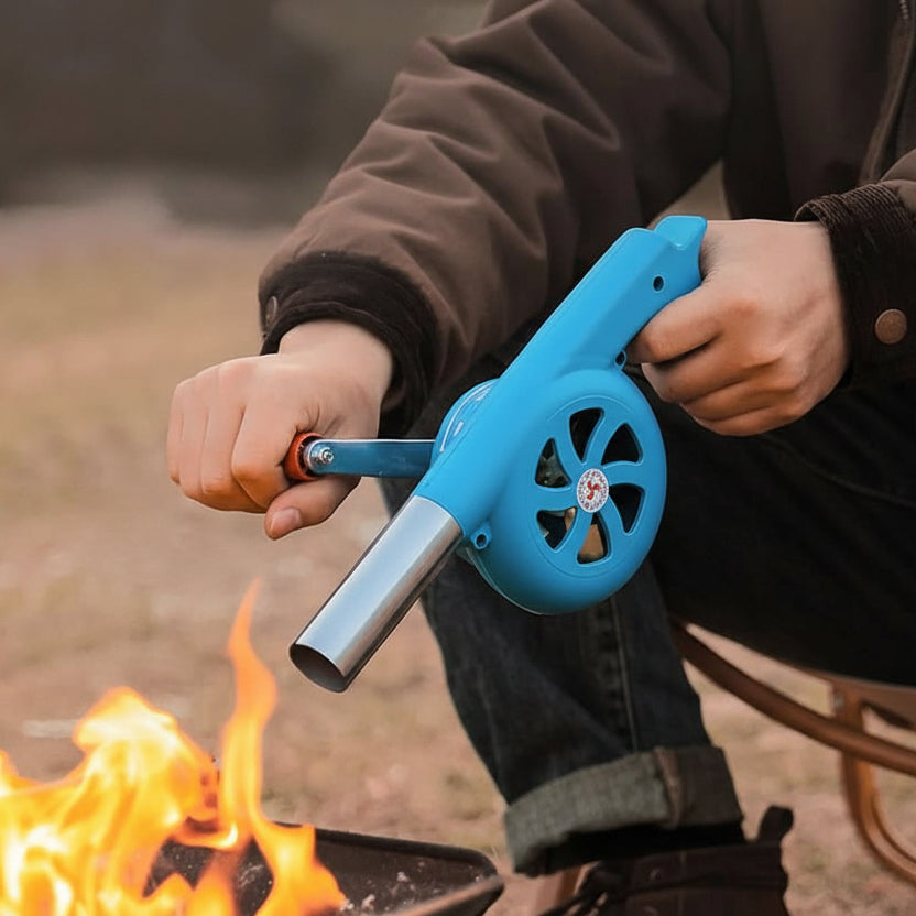 BBQWind Fan - Portable hand crank barbecue fan for easy outdoor firing up