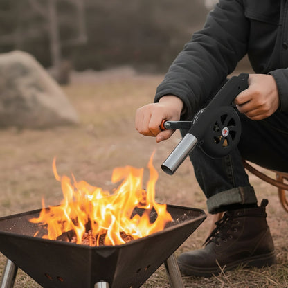 BBQWind Fan - Portable hand crank barbecue fan for easy outdoor firing up