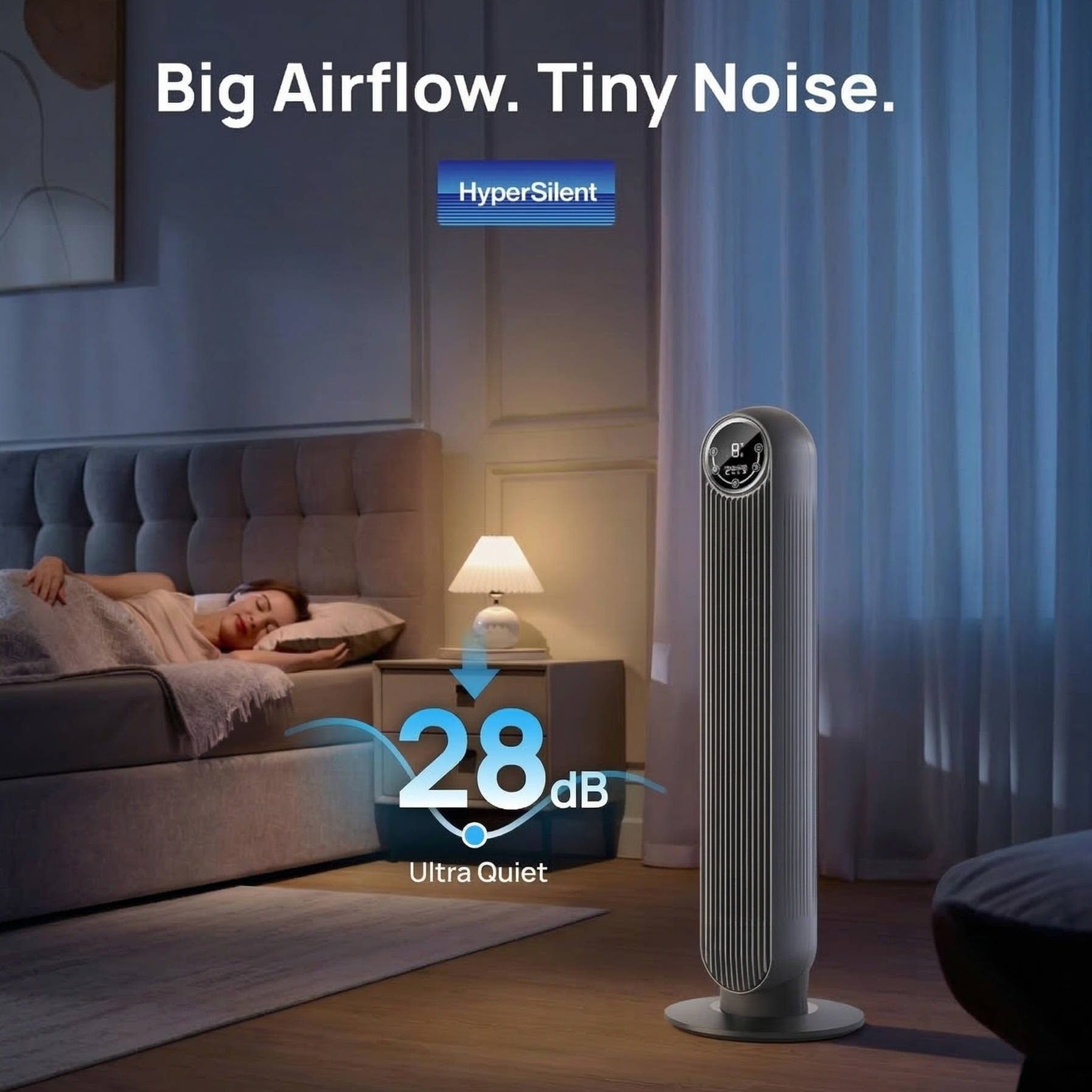 Climatiseur portable pour la maison et le bureau, ventilateur tour rafraîchisseur sans pales, ultra silencieux, 8 vitesses et 4 modes