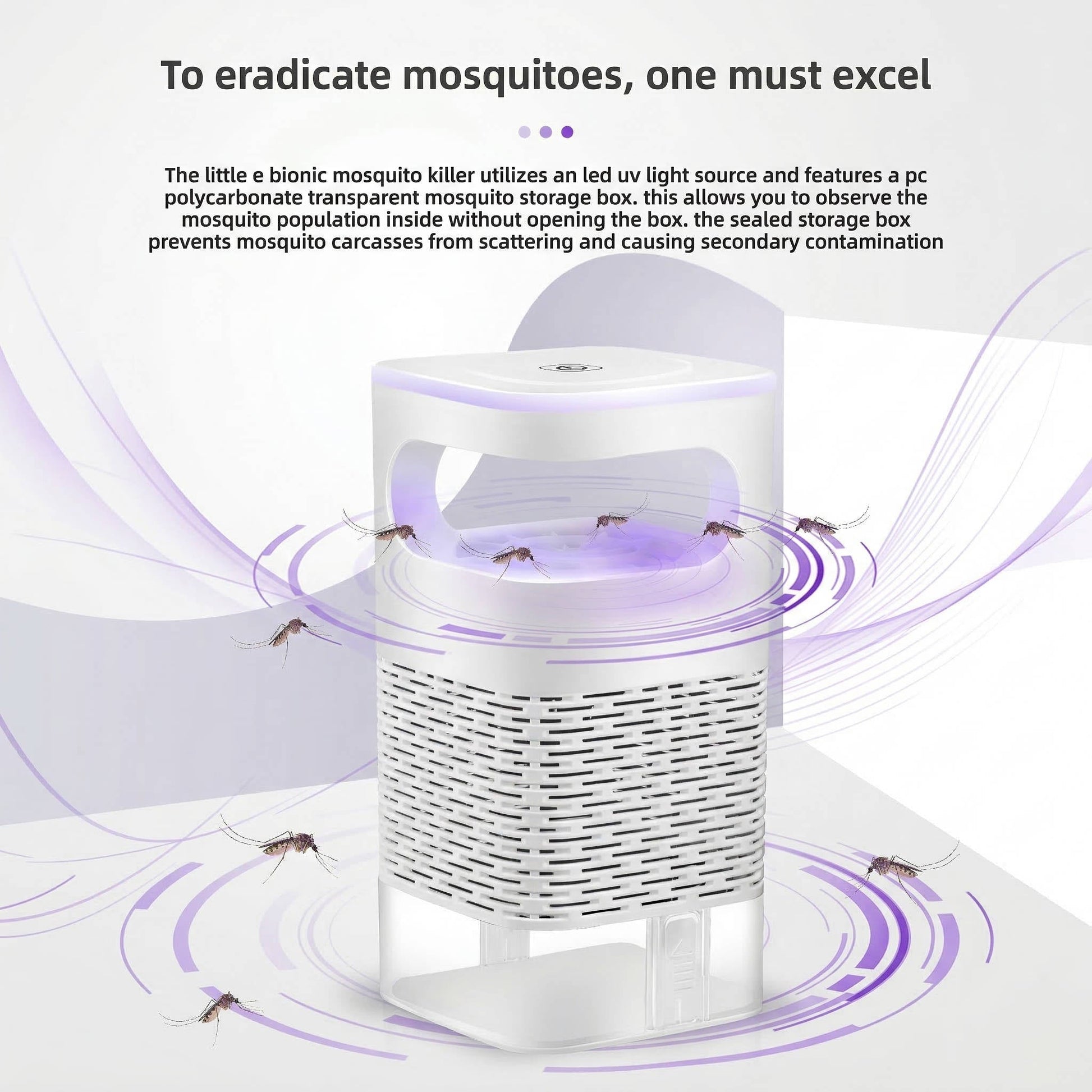Piège à moustiques et insectes UV à aspiration automatique pour attraper moustiques, mites et moucherons, intérieur