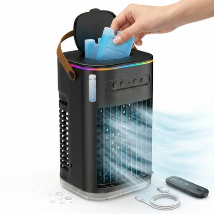 Climatiseur portable, refroidisseur d'air à évaporation avec réservoir d'eau 1,2 l et télécommande