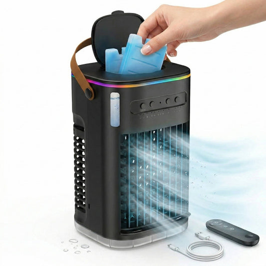 Climatiseur portable, refroidisseur d'air à évaporation avec réservoir d'eau 1,2 l et télécommande