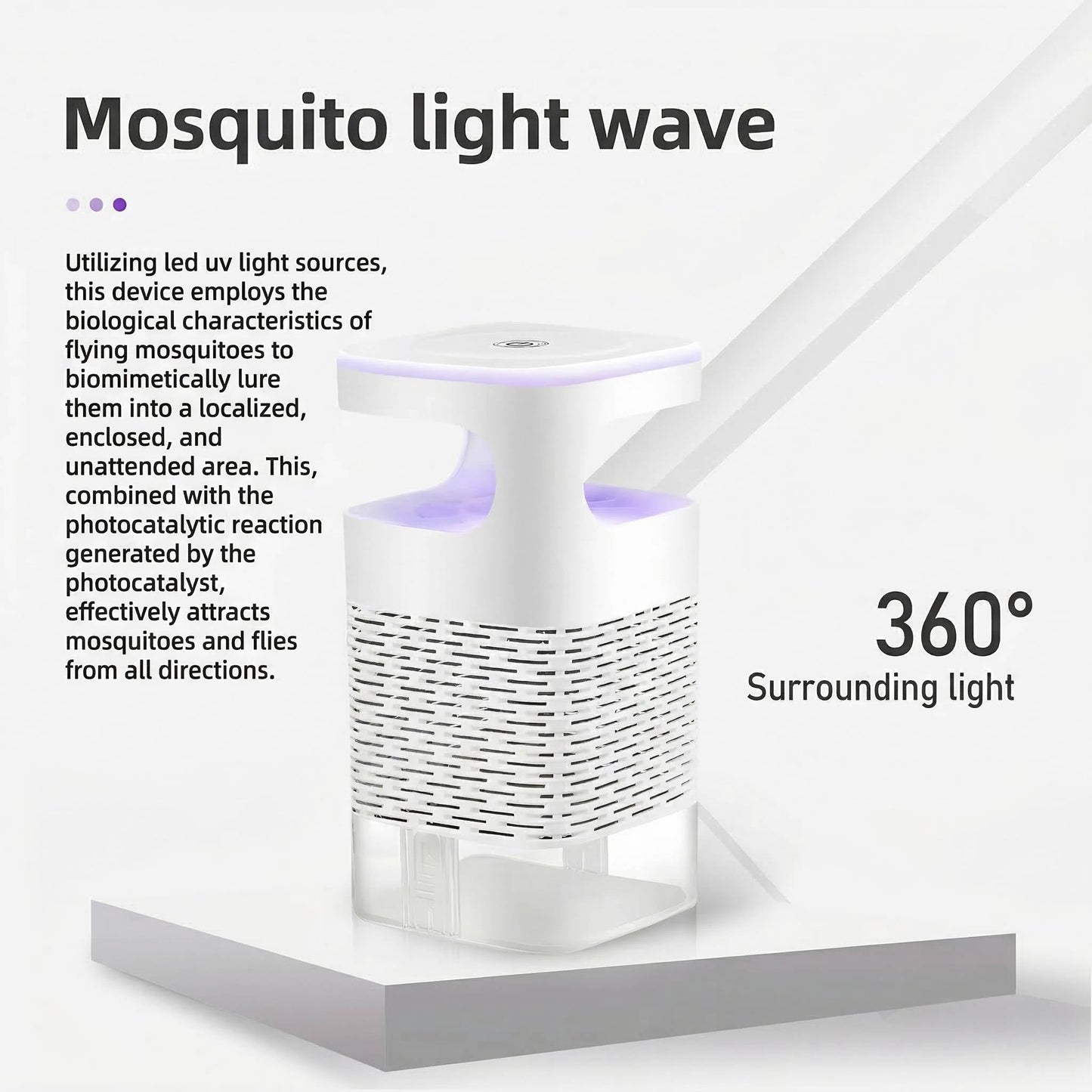 Piège à moustiques et insectes UV à aspiration automatique pour attraper moustiques, mites et moucherons, intérieur